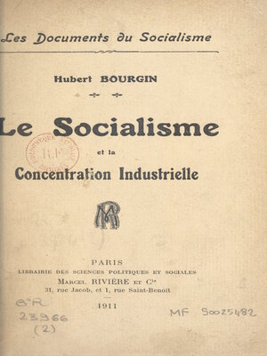 cover image of Le socialisme et la concentration industrielle